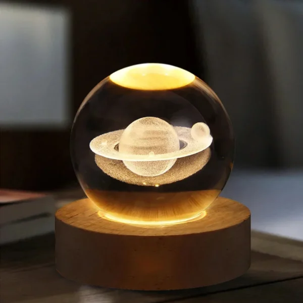 Lâmpada de cristal 3D com galáxia