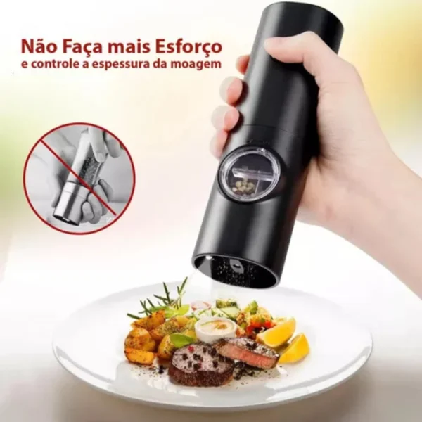 Moedor automático elétrico de pimenta e sal com luz LED - Imagem 3