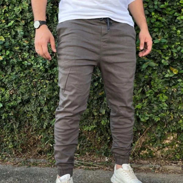 Calça Jeans Masculina Jogger Bege Claro