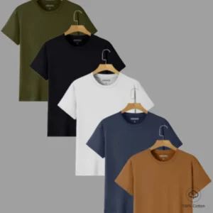 Kit 5 Camiseta Masculina Básica Lisa Algodão